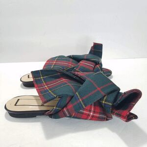 NO. 21 Womens Stewart Royal Tartan Plaid Wool Flat Mule Sandals Size 37 6.5